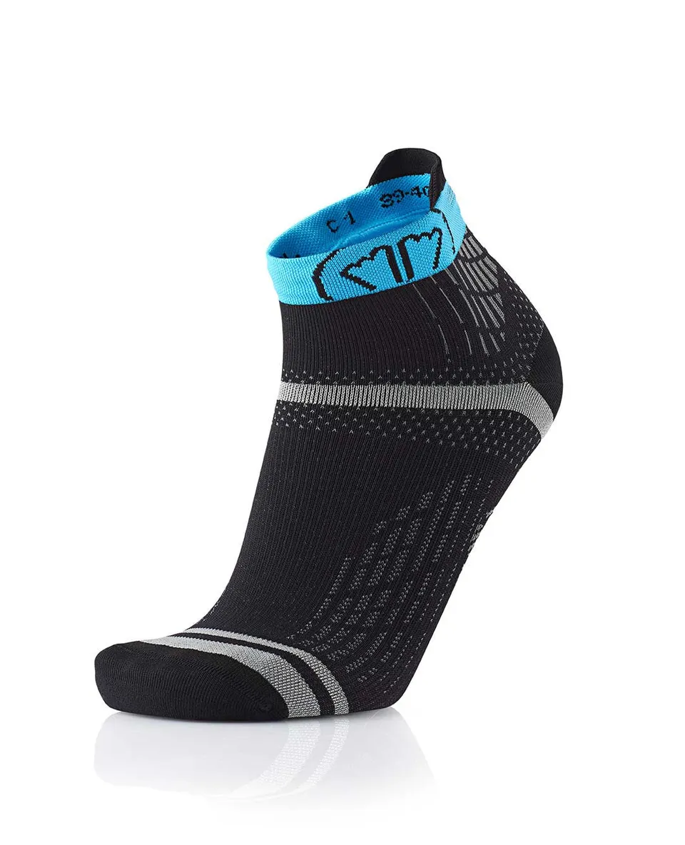 sidas-run-feel-calze-running-nere-turchese-con-bande-grip-e-supporto-caviglia image 1