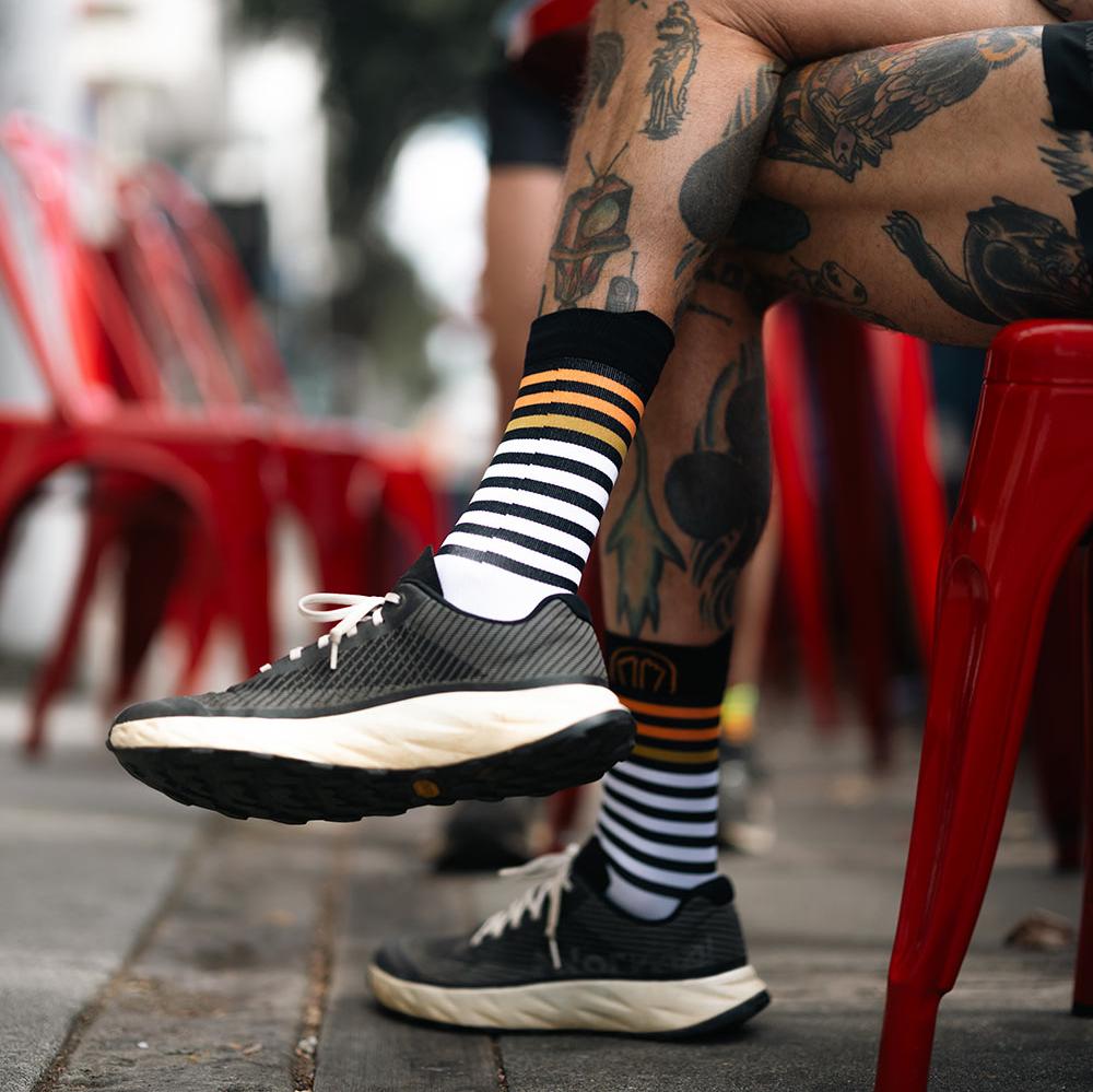 sidas-run-anatomic-light-crew-calze-da-running-bianco-nero image 2