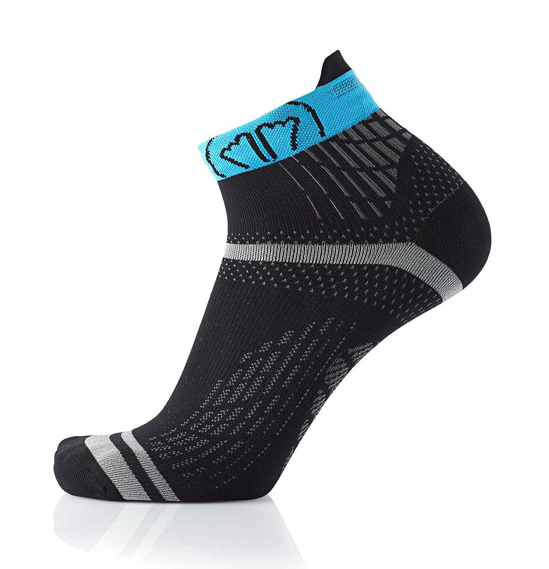 sidas-run-feel-calze-running-nere-turchese-con-bande-grip-e-supporto-caviglia image 4